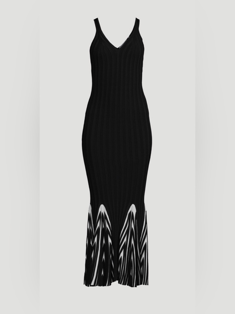 Herve Leger Black Maxi Dress with White Contrast Hem